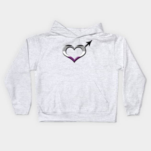 Heart-Shaped Asexual Pride Male Gender Symbol Kids Hoodie by LiveLoudGraphics